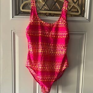 Essentials Pink and Yellow One Piece Swimsuit